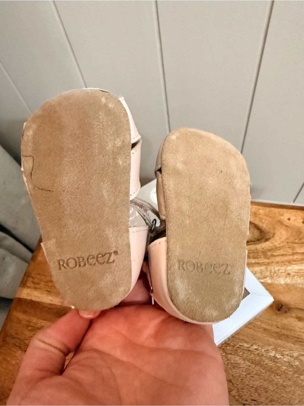 Robeez First Kicks Baby Sandals in Pale Pink